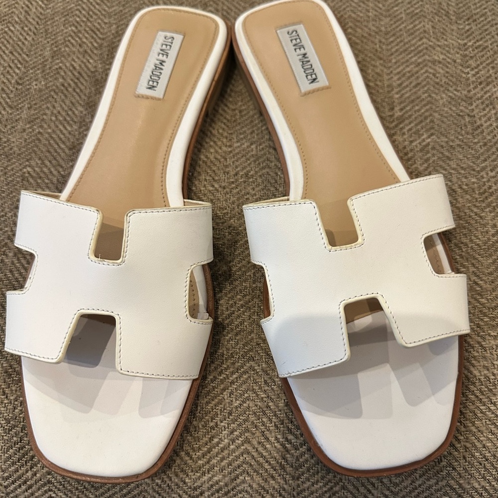 Steve Madden Women's Hadyn Sandal, White Leather